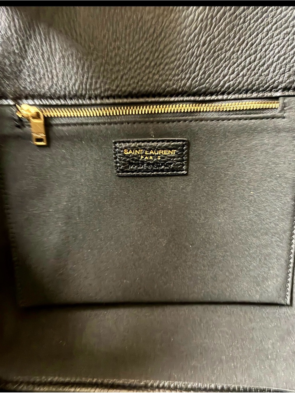 Yves Saint Laurent style Black Pebbled Leather Tote with Gold YSL Logo - Picture 6 of 9